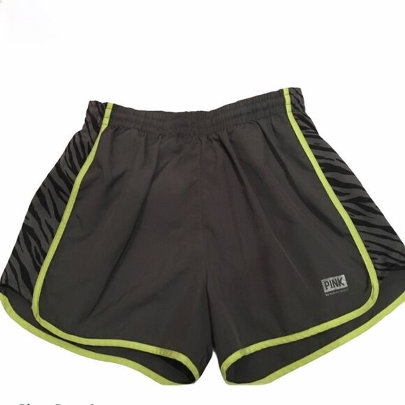 Pink XS workout shorts grey zebra. Track gym shorts. Victoria’s Secret - Picture 1 of 5